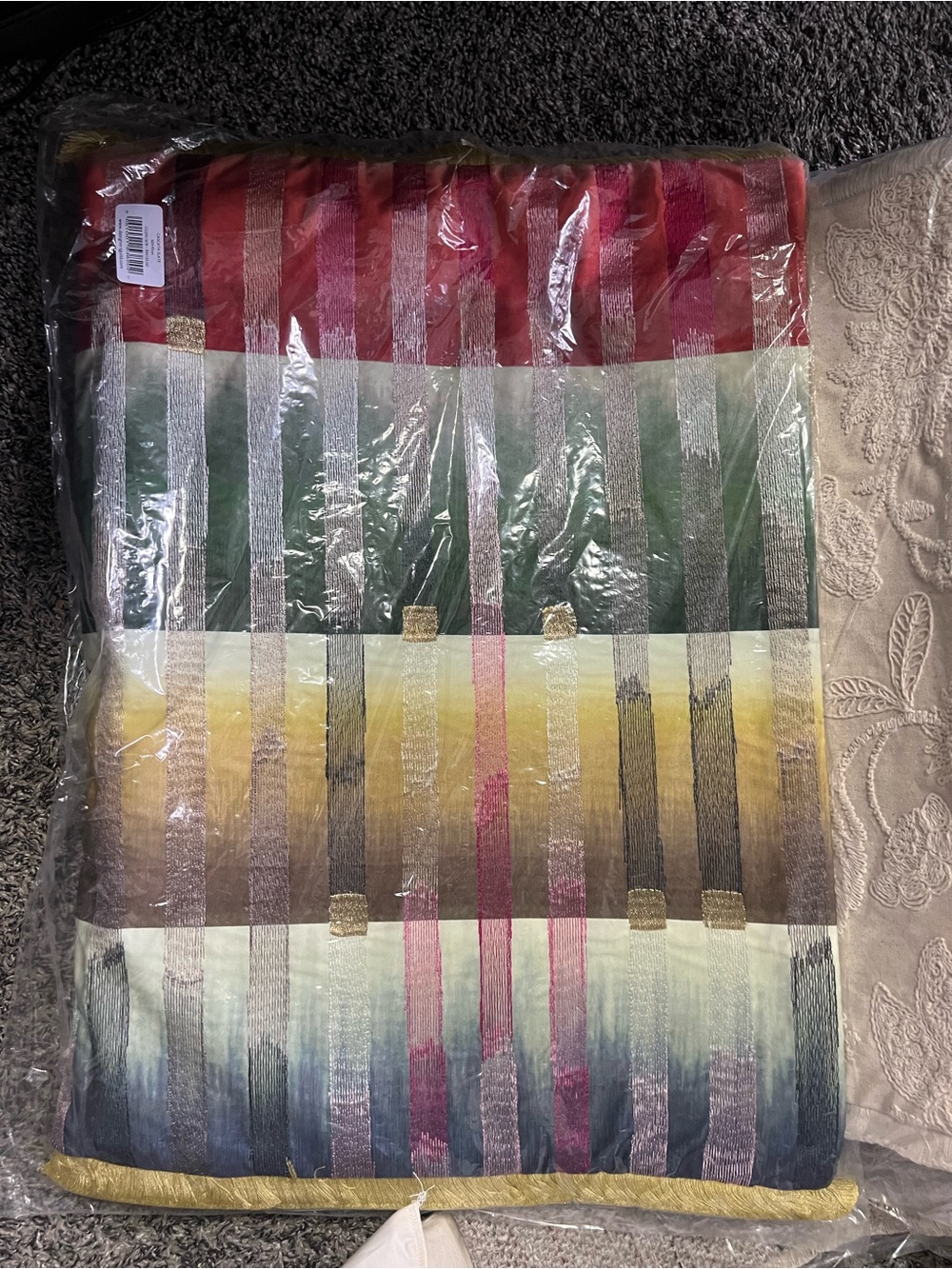 Designers Guild Cascata Slate Pillow in Slate, Pink, Yellow and Cream
